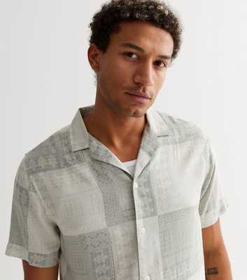 Light Grey Checkerboard Revere Collar Shirt