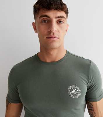 Khaki Beyond What is Known Muscle Fit Pocket Logo T-Shirt