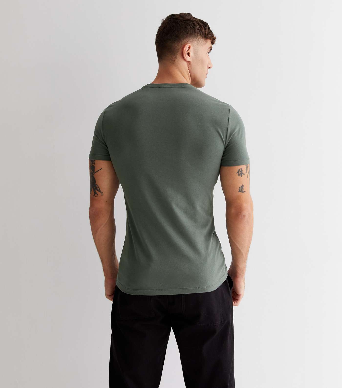 Khaki Beyond What is Known Muscle Fit Pocket Logo T-Shirt Image 4