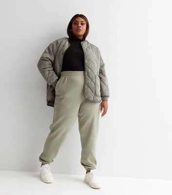 Curves Olive Jersey Cuffed Joggers