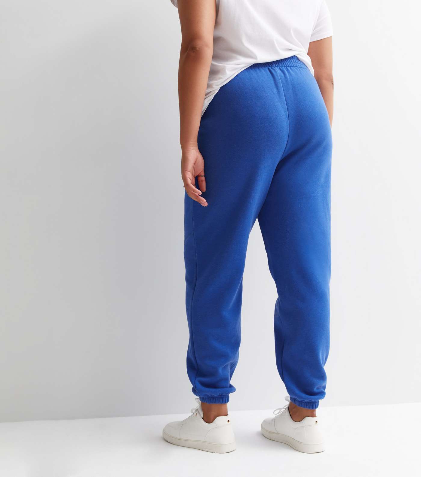 Curves Bright Blue Jersey Cuffed Joggers Image 4