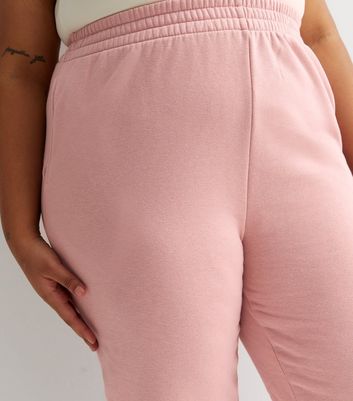 Curves Pale Pink Jersey Cuffed Joggers New Look