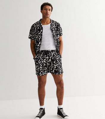 Black Abstract Shorts