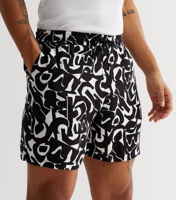Men's Black Abstract Shorts New Look