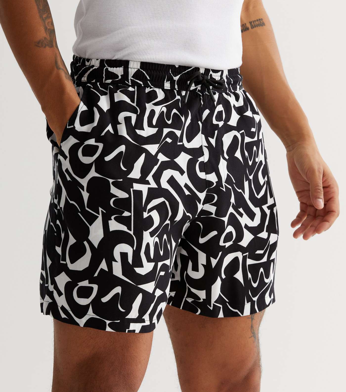 Black Abstract Shorts Image 3