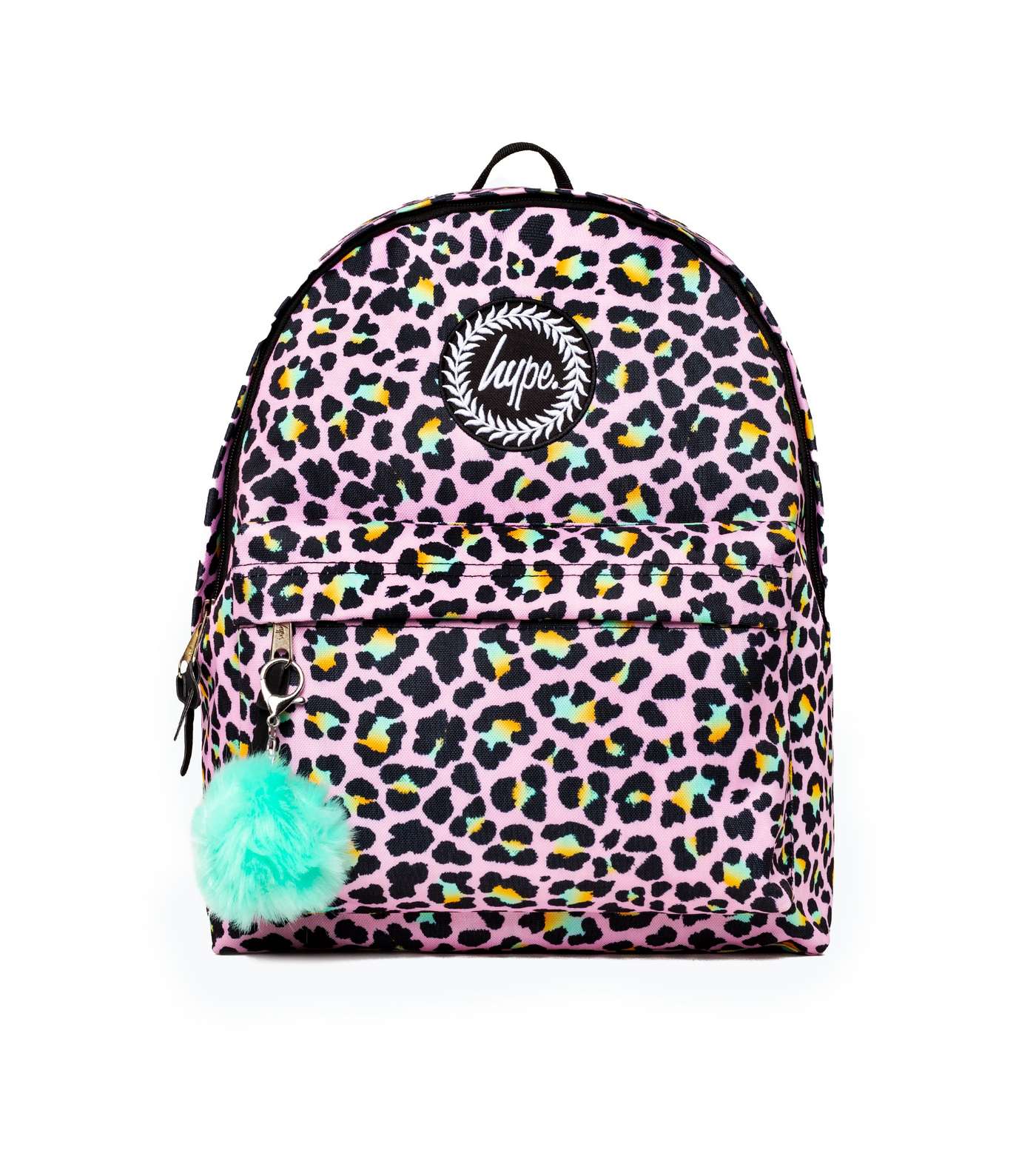 HYPE KIDS Pink Leopard Print Pom Pom Backpack