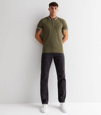 Khaki Piqué Short Sleeve Polo Shirt New Look