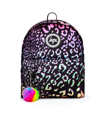 HYPE KIDS Black Leopard Print Pom Pom Backpack New Look