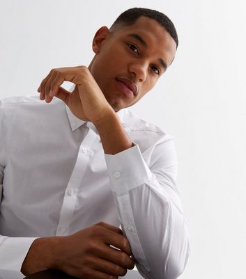 White Poplin Long Button Sleeve Shirt
