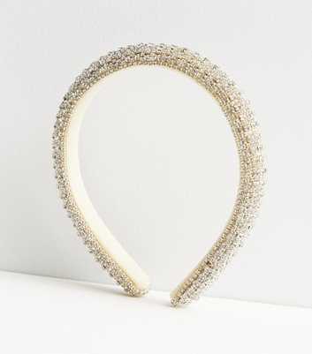 White Diamanté Padded Headband