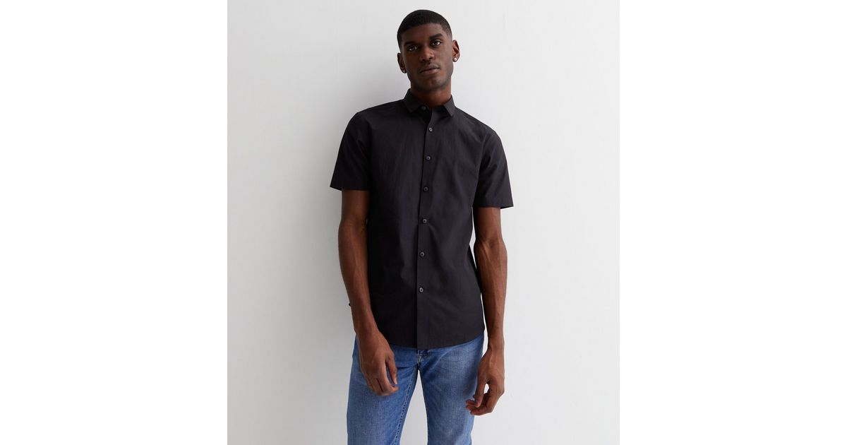 Poplin Short Sleeve Buttondown Black