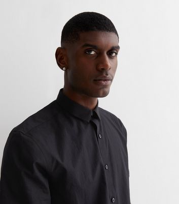 Men's Black Poplin Short Sleeve Regular Fit Shirt New Look