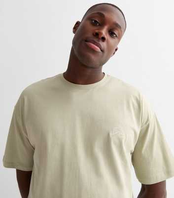 Light Green Embroidered Waves Oversized T-Shirt