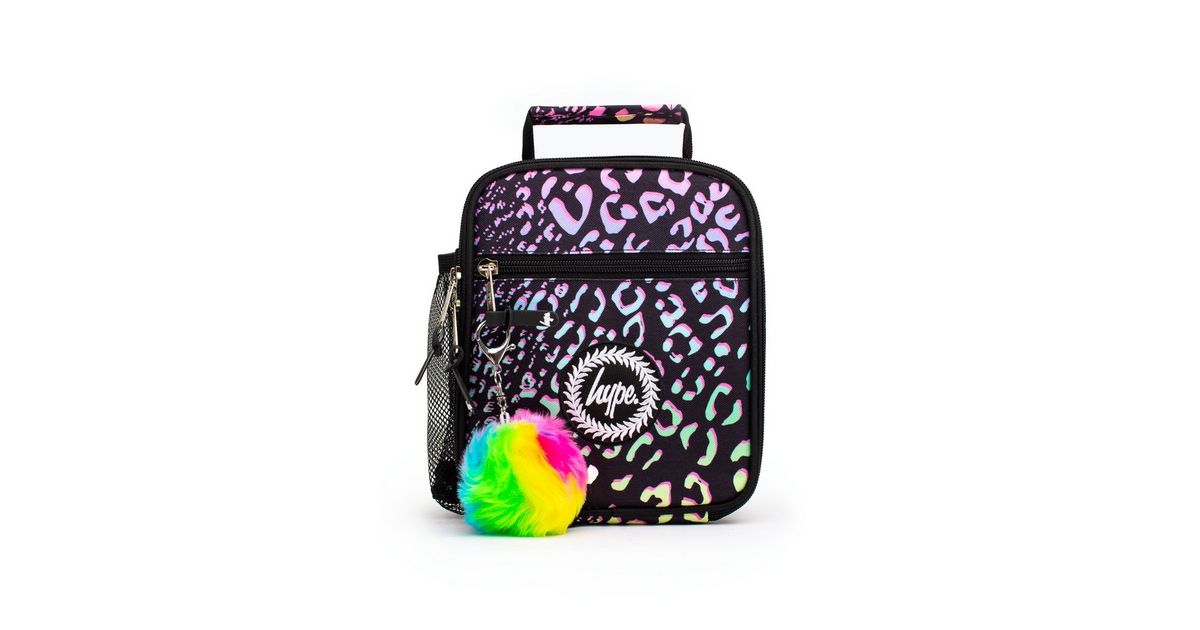 HYPE KIDS Black Leopard Print Pom Pom Lunch Bag New Look