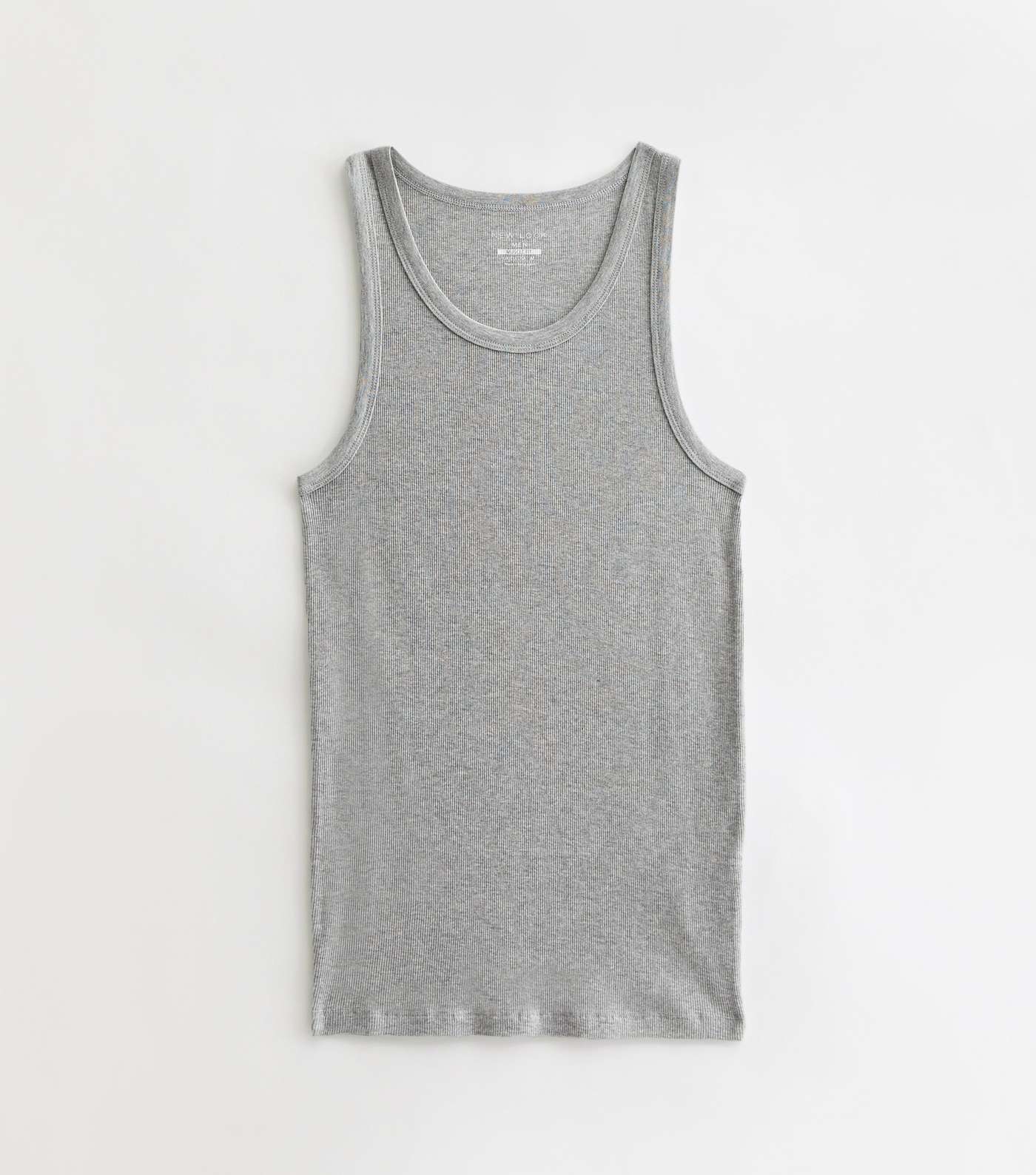 Grey Marl Ribbed Jersey Muscle Fit Vest Image 5