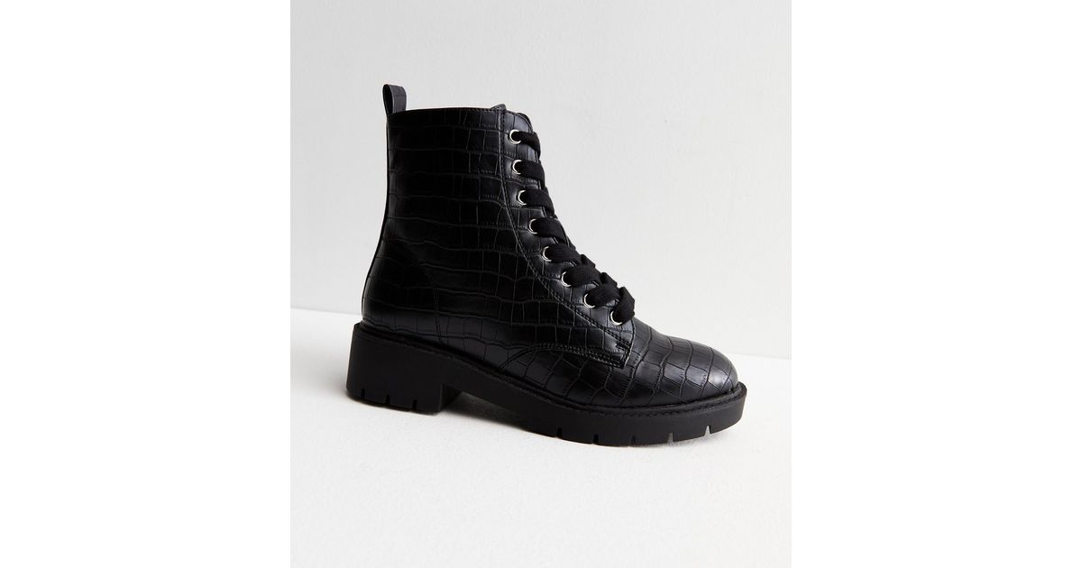 Pedro Faux Leather Chunky Sole Biker Boots