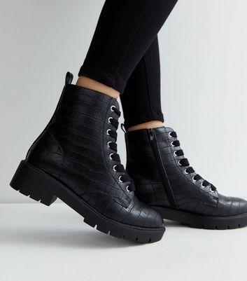 New look clearance black croc boots