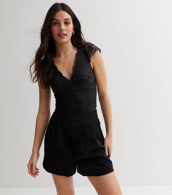 New look black store lace playsuit