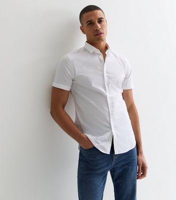 Topman muscle fit white hot sale shirt