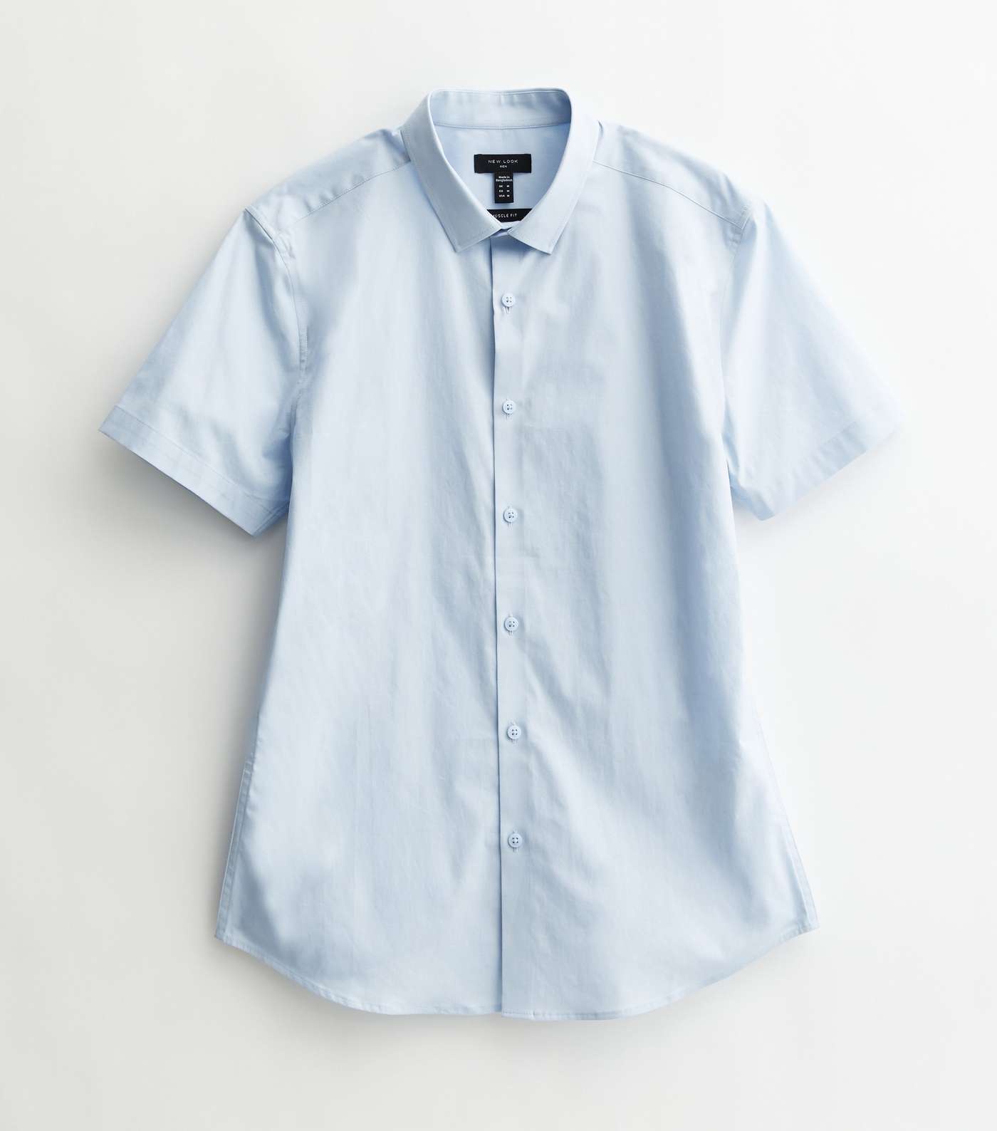 Blue Poplin Short Sleeve Muscle Fit Shirt Image 5