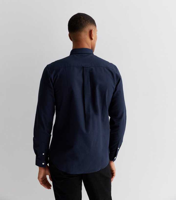navy blue long sleeve dress shirt