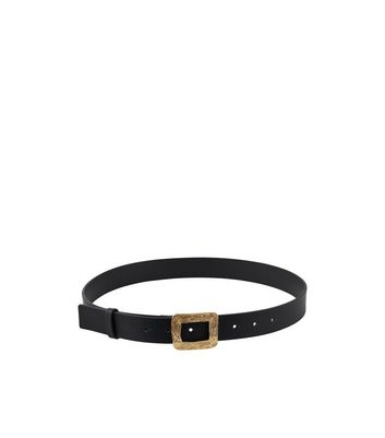 PIECES Black Rectangle Buckle Belt | New Look