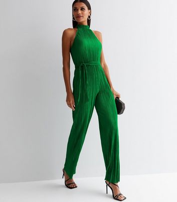 green halterneck jumpsuit