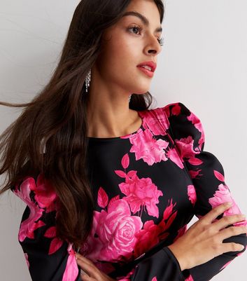 Pink floral dress with hot sale sleeves