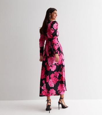 Long sleeve pink floral on sale dress