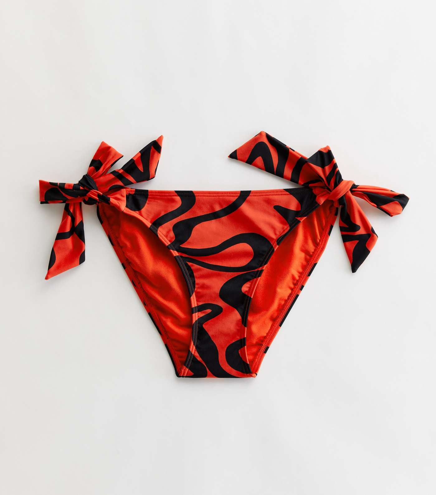 Red Marble Print Tie Side Bikini Bottoms Image 5