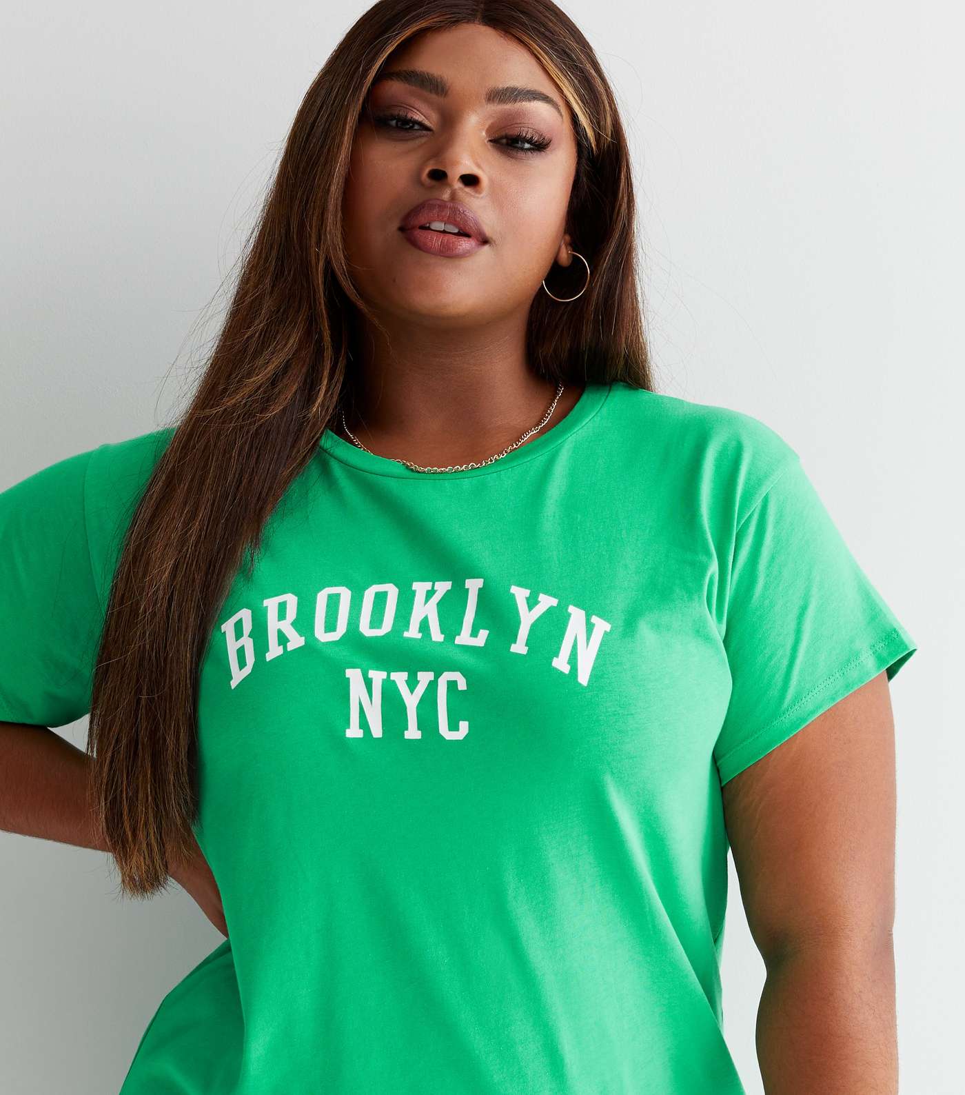 Curves Green Brooklyn Logo T-Shirt Image 3