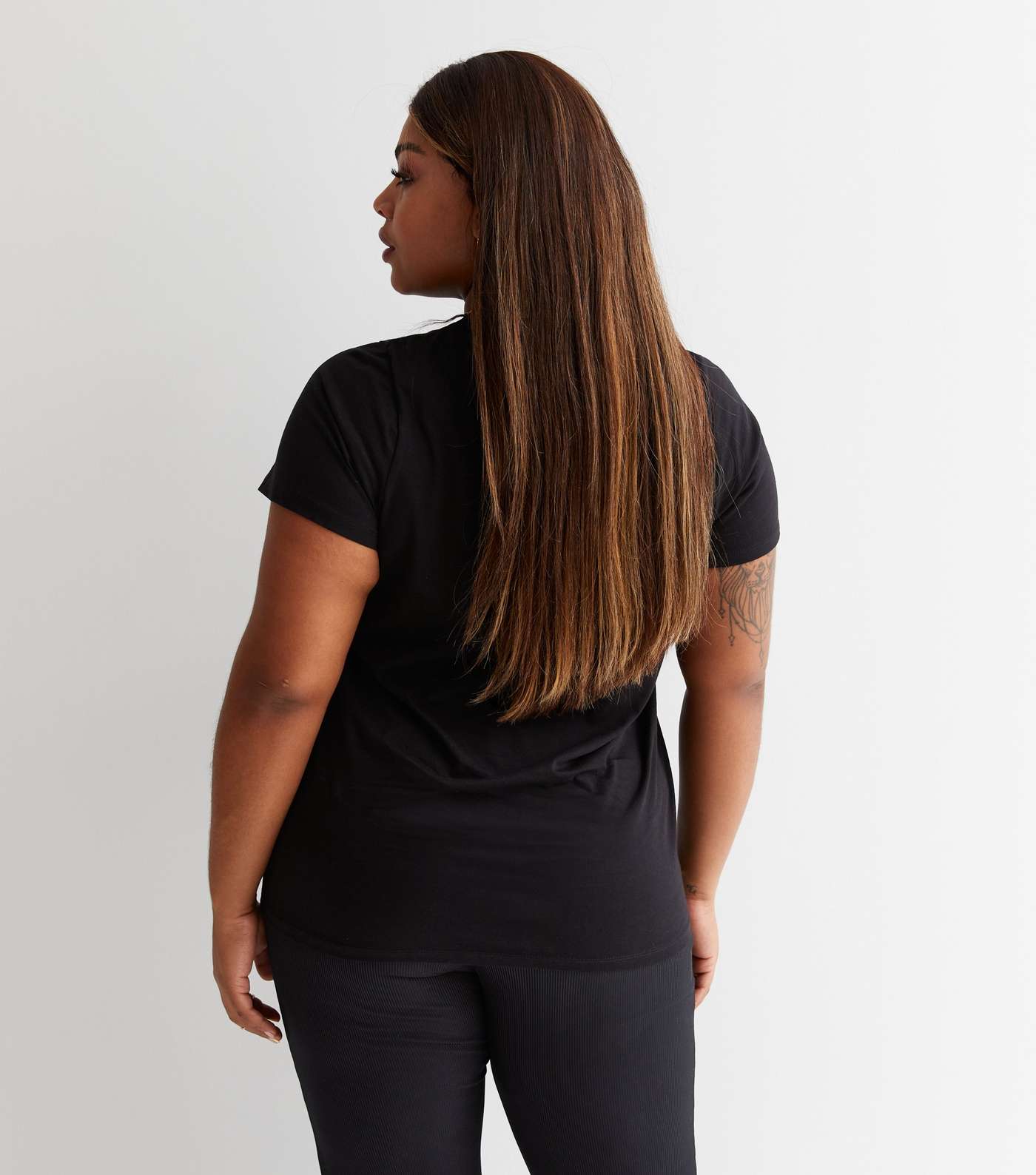 Curves Black Tie Front Boxy T-Shirt Image 4