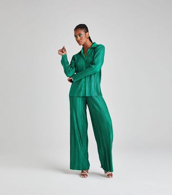 Pink Vanilla Dark Green Wide Leg Trousers | New Look