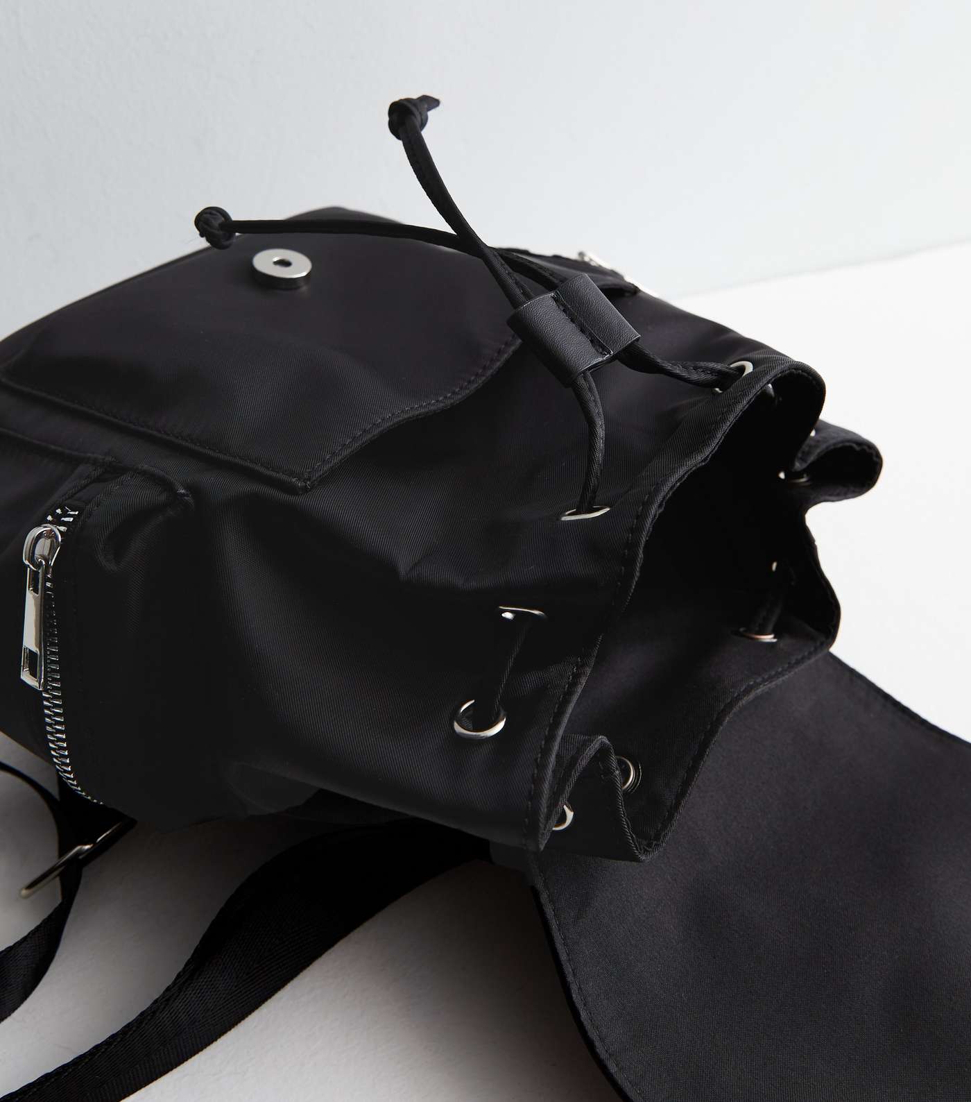 Black Buckle Front Mini Drawstring Backpack Image 3