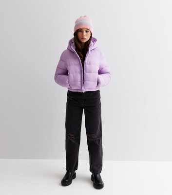 Girls Lilac Hooded Puffer Jacket