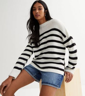 New look black deals and white striped jumper