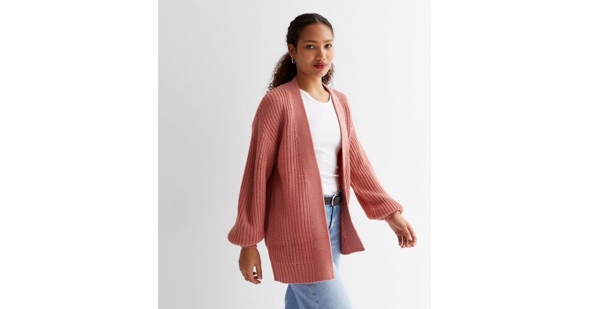 Angel Wings Open Front Contrast Color Balloon Sleeve Cardigan main image 1