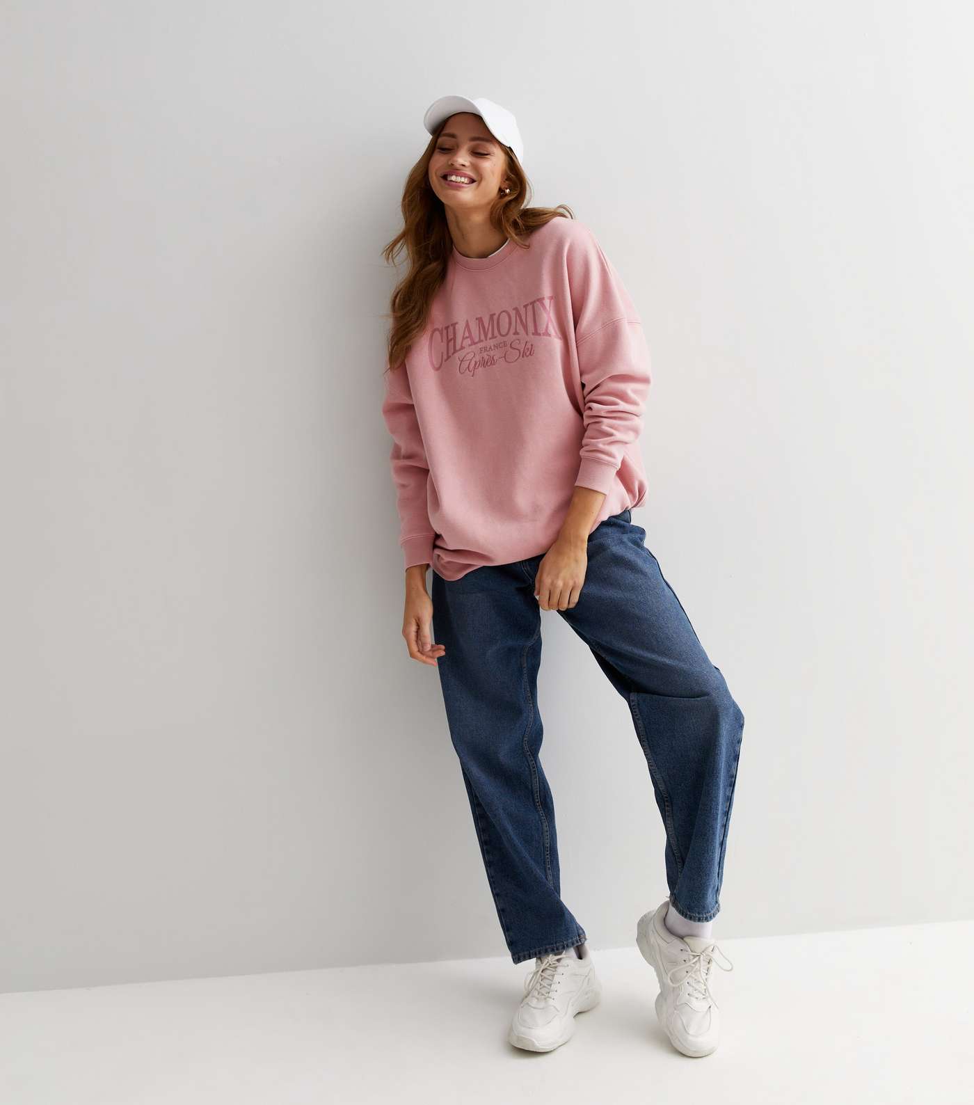 Pale Pink Chamonix Print Oversized Sweatshirt Image 3