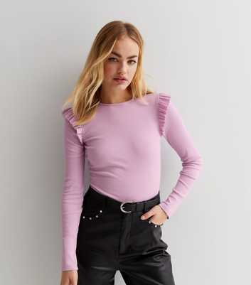 Lilac Jersey Frill Sleeve Bodysuit