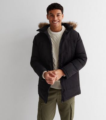 Mens parka jacket hot sale with fur hood