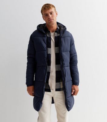 Navy long cheap puffer jacket