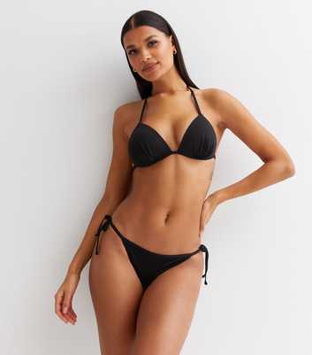 Black Halter Moulded Triangle Bikini Top