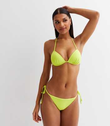 Light Green Halter Moulded Triangle Bikini Top