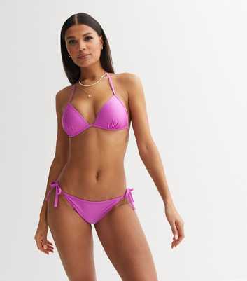 Purple Halter Moulded Triangle Bikini Top