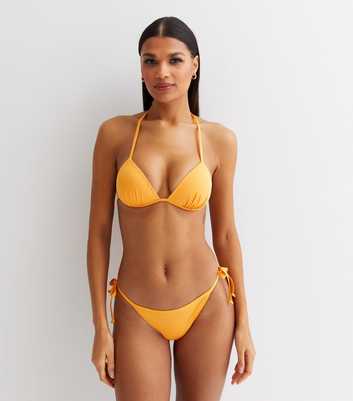 Bright Orange Halter Moulded Triangle Bikini Top