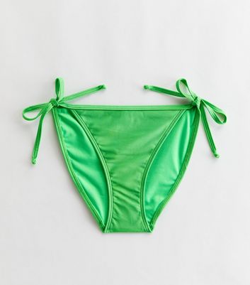 Green Tie Side Bikini Bottoms New Look