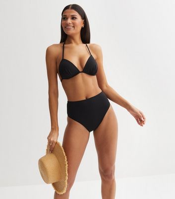 Black super high waisted bikini bottoms on sale