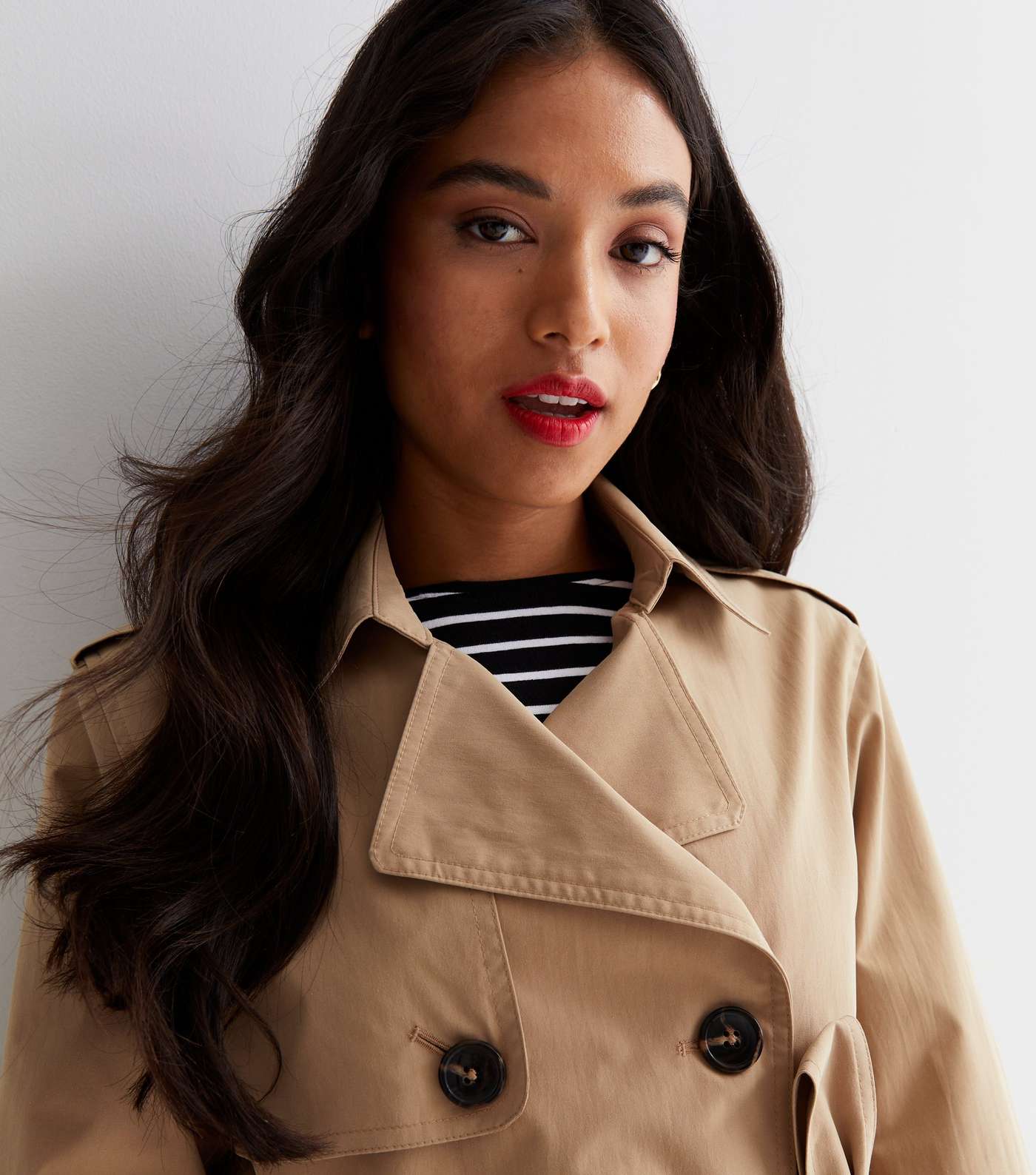 Petite Camel Belted Trench Coat Image 3