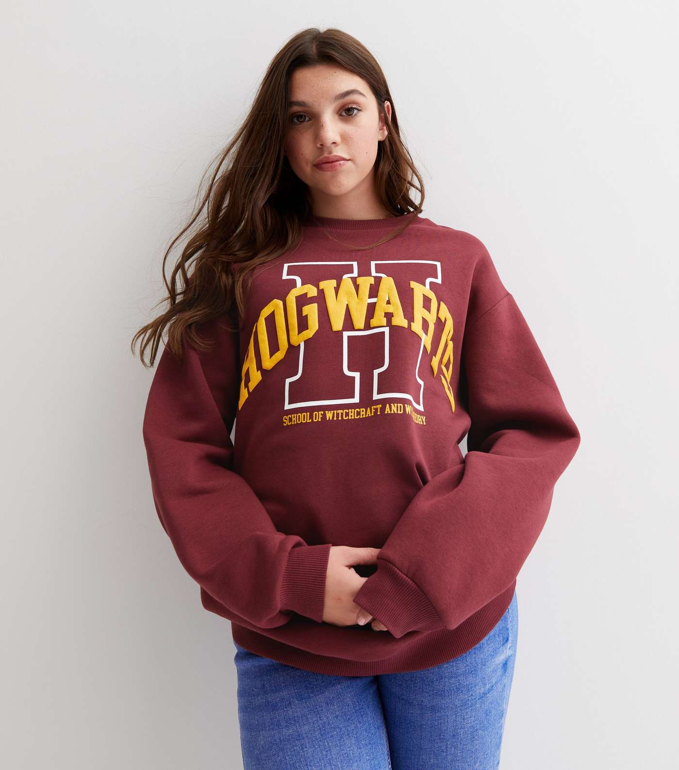 Girls Burgundy Harry Potter Hogwarts Logo Sweatshirt Image 2