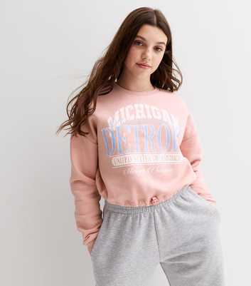 Girls Pink Detroit Logo Sweatshirt